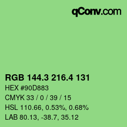 カラーコード: RGB 144.3 216.4 131 | qconv.com