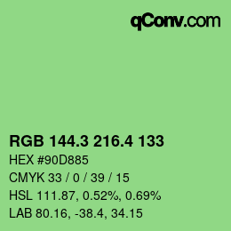 カラーコード: RGB 144.3 216.4 133 | qconv.com