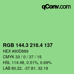 カラーコード: RGB 144.3 216.4 137 | qconv.com