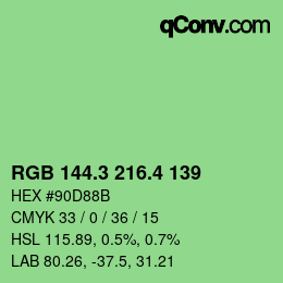 カラーコード: RGB 144.3 216.4 139 | qconv.com