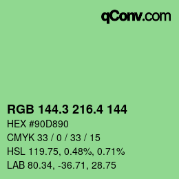 カラーコード: RGB 144.3 216.4 144 | qconv.com
