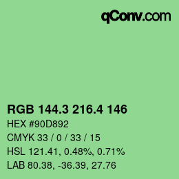 カラーコード: RGB 144.3 216.4 146 | qconv.com