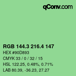 カラーコード: RGB 144.3 216.4 147 | qconv.com