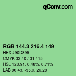 カラーコード: RGB 144.3 216.4 149 | qconv.com