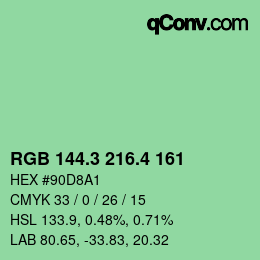 カラーコード: RGB 144.3 216.4 161 | qconv.com