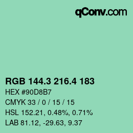 カラーコード: RGB 144.3 216.4 183 | qconv.com