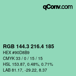 カラーコード: RGB 144.3 216.4 185 | qconv.com