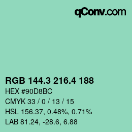 カラーコード: RGB 144.3 216.4 188 | qconv.com