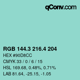カラーコード: RGB 144.3 216.4 204 | qconv.com