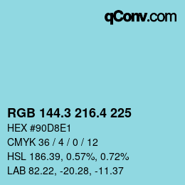 カラーコード: RGB 144.3 216.4 225 | qconv.com