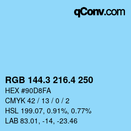 カラーコード: RGB 144.3 216.4 250 | qconv.com