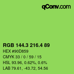カラーコード: RGB 144.3 216.4 89 | qconv.com
