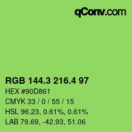 カラーコード: RGB 144.3 216.4 97 | qconv.com