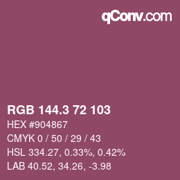 カラーコード: RGB 144.3 72 103 | qconv.com