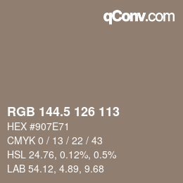 Farbcode: RGB 144.5 126 113 | qconv.com