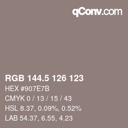 Código de color: RGB 144.5 126 123 | qconv.com