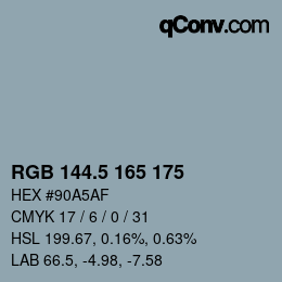Color code: RGB 144.5 165 175 | qconv.com