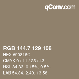 カラーコード: RGB 144.7 129 108 | qconv.com