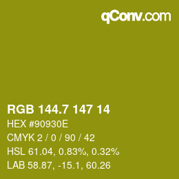 カラーコード: RGB 144.7 147 14 | qconv.com