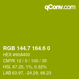カラーコード: RGB 144.7 164.6 0 | qconv.com