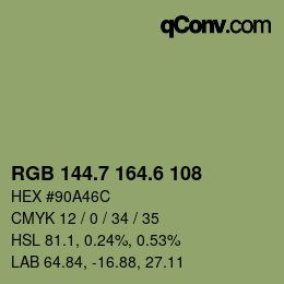 カラーコード: RGB 144.7 164.6 108 | qconv.com