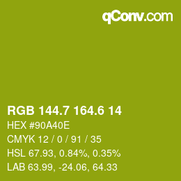 カラーコード: RGB 144.7 164.6 14 | qconv.com