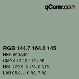 カラーコード: RGB 144.7 164.6 145 | qconv.com