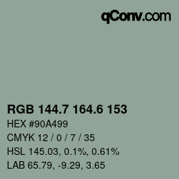 カラーコード: RGB 144.7 164.6 153 | qconv.com