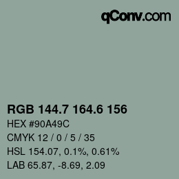 カラーコード: RGB 144.7 164.6 156 | qconv.com