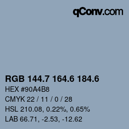 カラーコード: RGB 144.7 164.6 184.6 | qconv.com