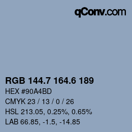 カラーコード: RGB 144.7 164.6 189 | qconv.com