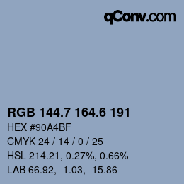 カラーコード: RGB 144.7 164.6 191 | qconv.com