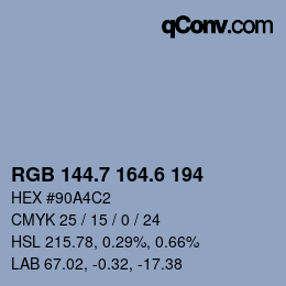 カラーコード: RGB 144.7 164.6 194 | qconv.com