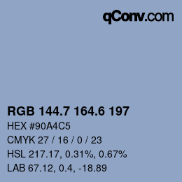 カラーコード: RGB 144.7 164.6 197 | qconv.com