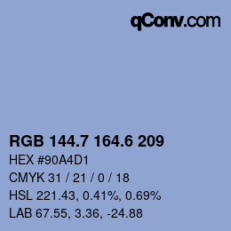 カラーコード: RGB 144.7 164.6 209 | qconv.com