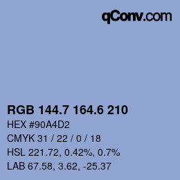 カラーコード: RGB 144.7 164.6 210 | qconv.com