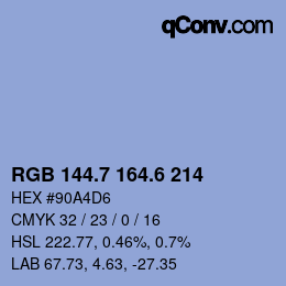 カラーコード: RGB 144.7 164.6 214 | qconv.com