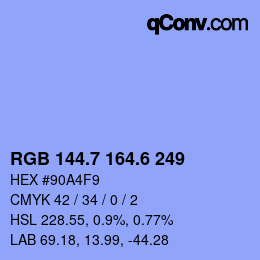 カラーコード: RGB 144.7 164.6 249 | qconv.com