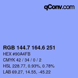 カラーコード: RGB 144.7 164.6 251 | qconv.com
