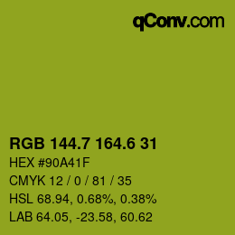 カラーコード: RGB 144.7 164.6 31 | qconv.com