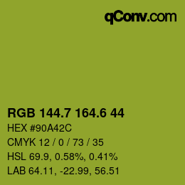 カラーコード: RGB 144.7 164.6 44 | qconv.com