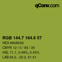 カラーコード: RGB 144.7 164.6 57 | qconv.com
