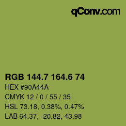 カラーコード: RGB 144.7 164.6 74 | qconv.com