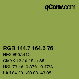 カラーコード: RGB 144.7 164.6 76 | qconv.com