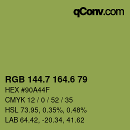 カラーコード: RGB 144.7 164.6 79 | qconv.com
