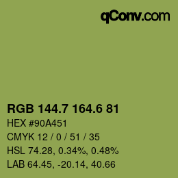 カラーコード: RGB 144.7 164.6 81 | qconv.com