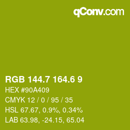 カラーコード: RGB 144.7 164.6 9 | qconv.com