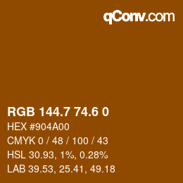 カラーコード: RGB 144.7 74.6 0 | qconv.com