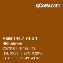 カラーコード: RGB 144.7 74.6 1 | qconv.com