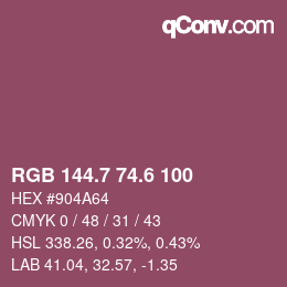 カラーコード: RGB 144.7 74.6 100 | qconv.com